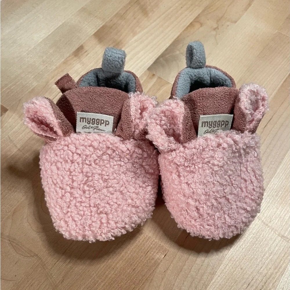 Pink Infant Booties with Ears